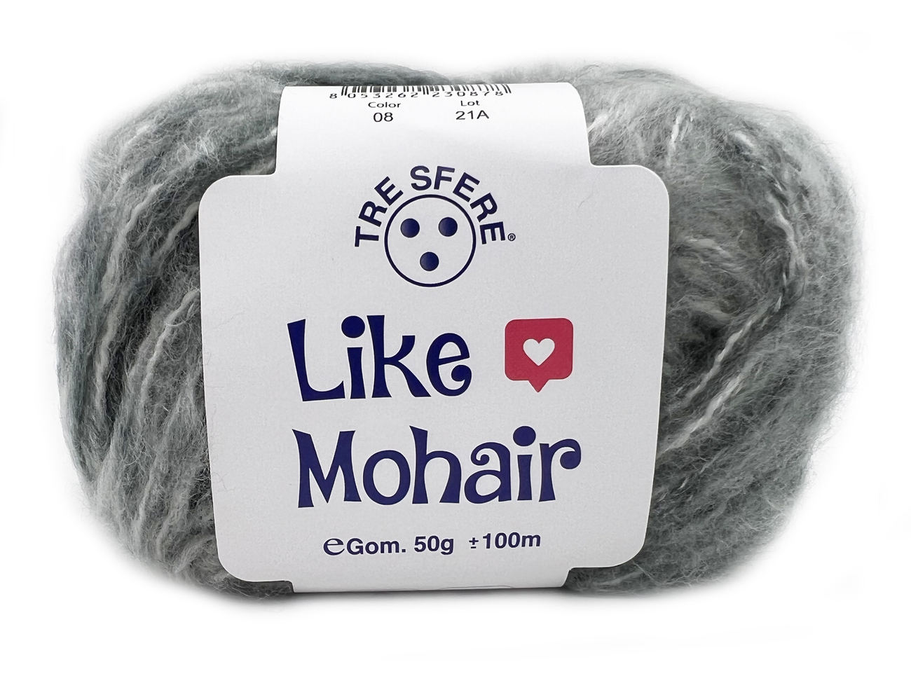 LANA LIKE MOHAIR 50 gr. colore BIANCO/GRIGIO