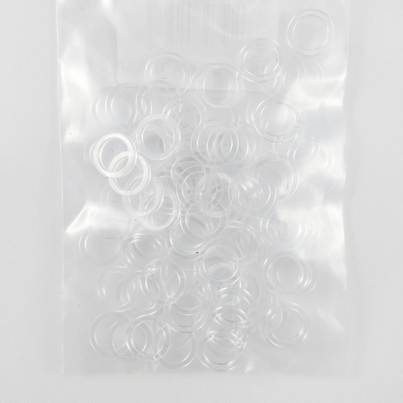 anello per tende a pacchetto, in nylon trasparente misura esterno circa d  14,5 x 18,5 mm interno 8 mm - Lo Spillo supermerceria