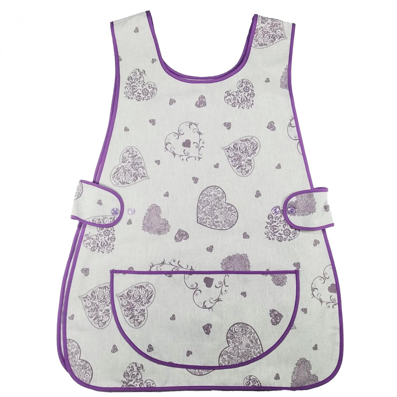 GREMBIULE CASACCA  con disegni - cuori lilla  -