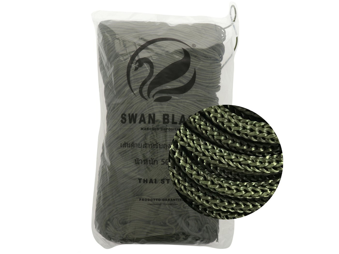 Merceria vendita FILATI PER BORSE E ACCESSORI CORDINO THAI SWAN BLACK 500  GR. MILITARE COL.010