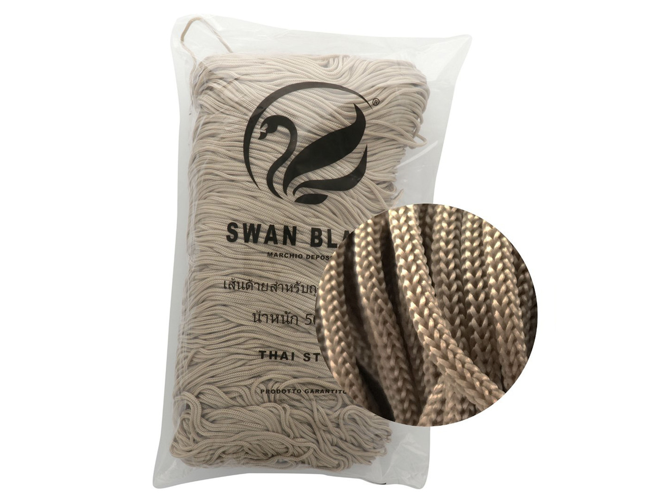 Merceria vendita FILATI PER BORSE E ACCESSORI CORDINO THAI SWAN BLACK 500  GR. BEIGE COL.019