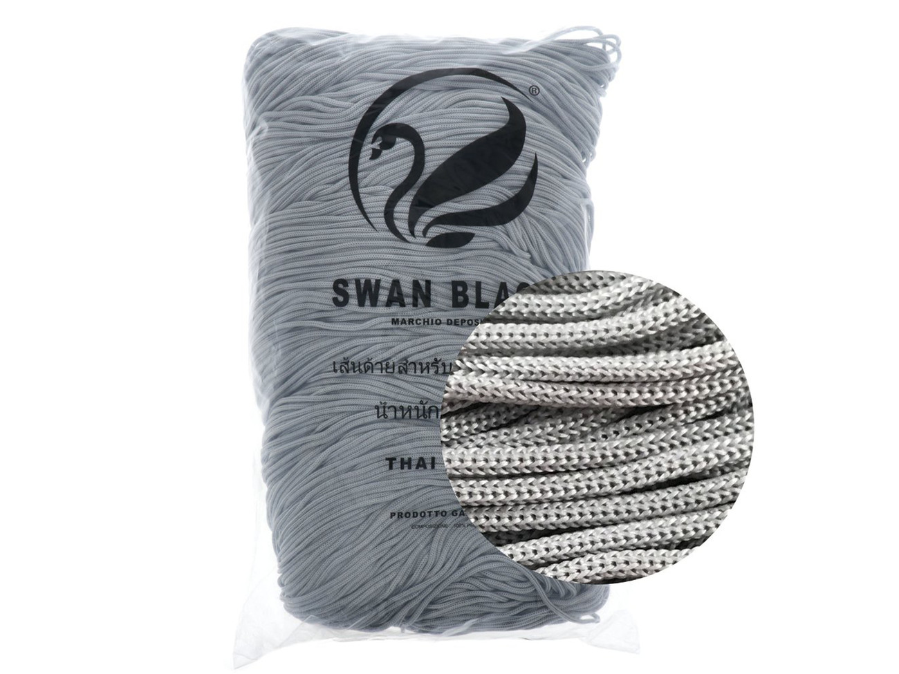 Merceria vendita FILATI PER BORSE E ACCESSORI CORDINO THAI SWAN BLACK 500  GR. GRIGIO PERLA COL.029