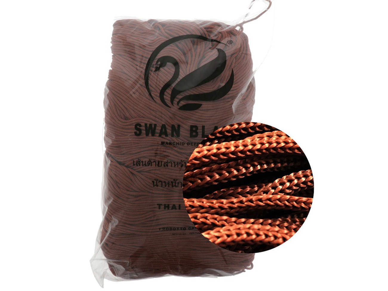 Merceria vendita FILATI PER BORSE E ACCESSORI CORDINO THAI SWAN BLACK 500  GR. RUGGINE COL.082