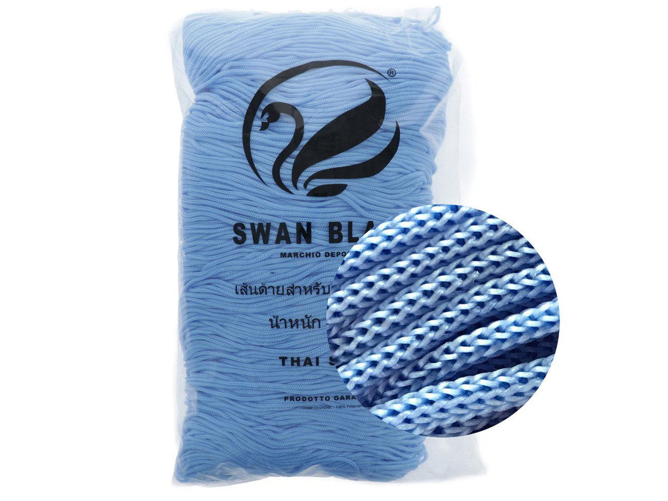 Merceria vendita FILATI PER BORSE E ACCESSORI CORDINO THAI SWAN BLACK 500  GR. AZZURRO COL.080