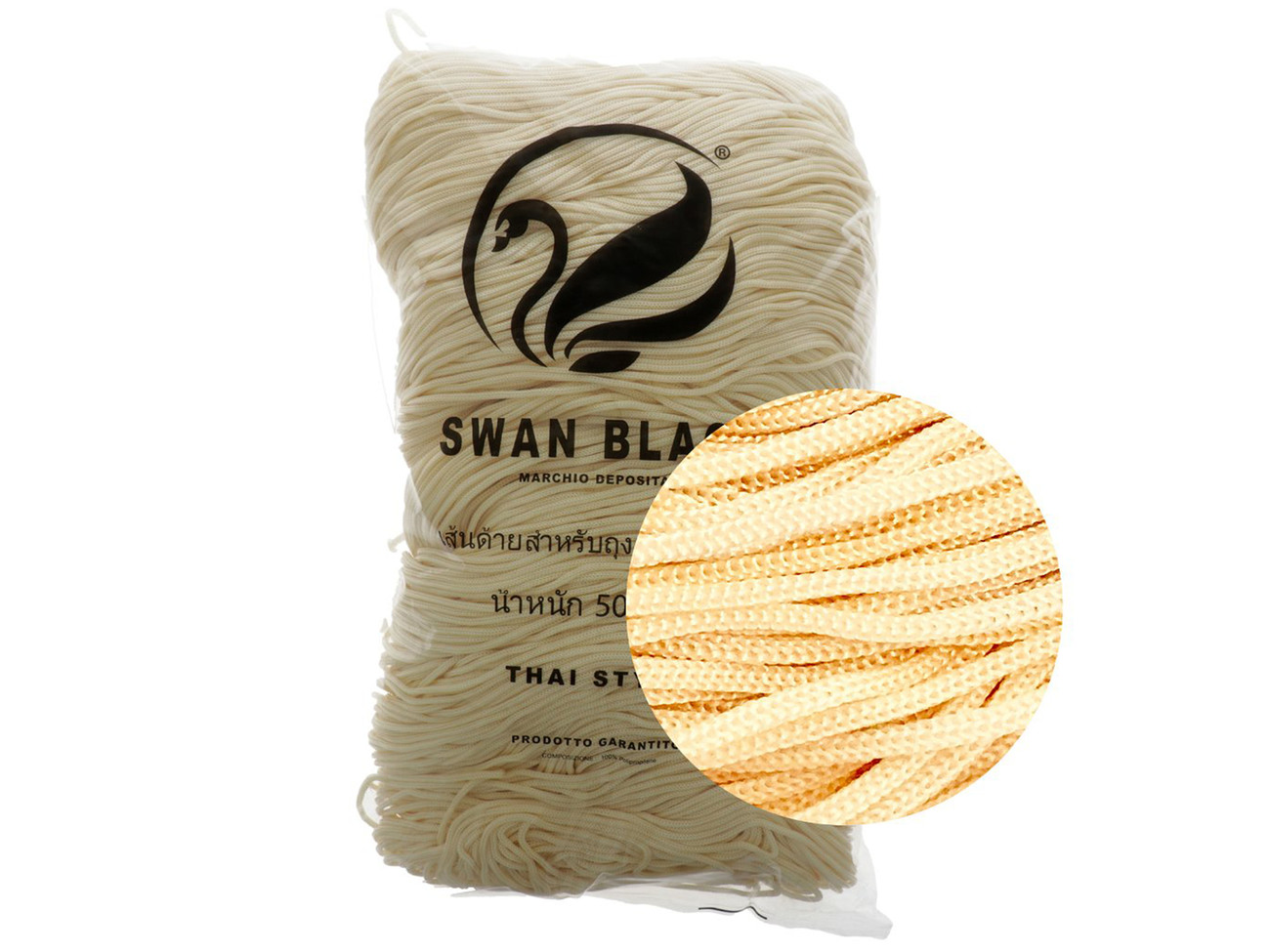 Merceria vendita FILATI PER BORSE E ACCESSORI CORDINO THAI SWAN BLACK 500  GR. MORO COL.091