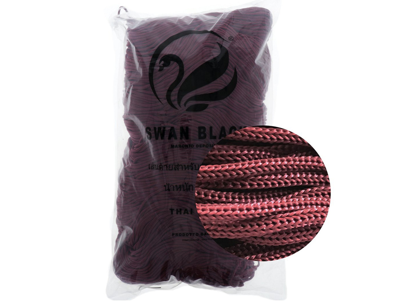 Merceria vendita FILATI PER BORSE E ACCESSORI CORDINO THAI SWAN BLACK 500  GR. BORDEAUX COL.007