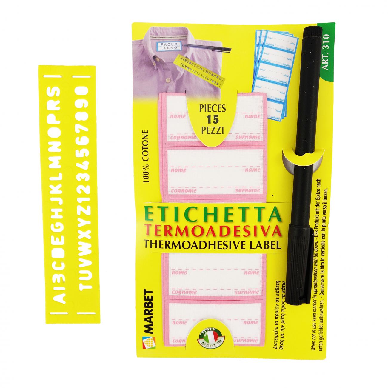 Set etichette personalizzabili Marcabiancheria termoadesive 310 Marbet