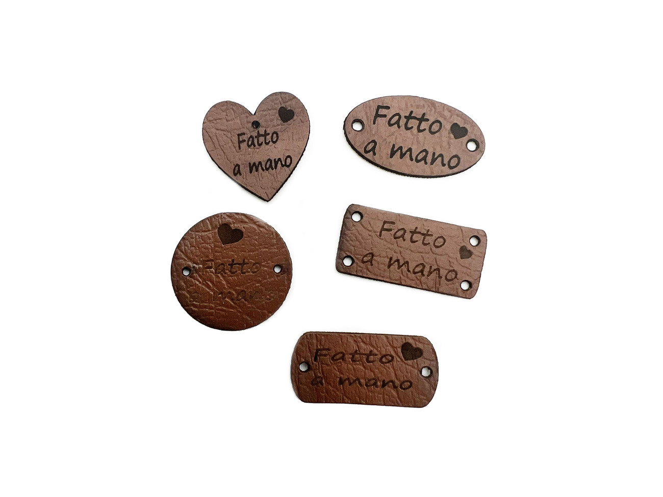 ETICHETTE FATTE A MANO Assortite  cf.5 pz - PELLE