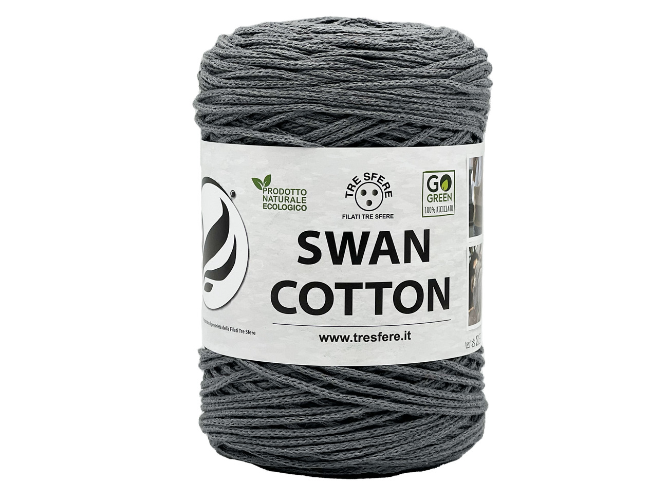 Merceria vendita FILATI PER BORSE E ACCESSORI CORDINO SWAN COTTON 250  GRAMMI GRIGIO SCURO