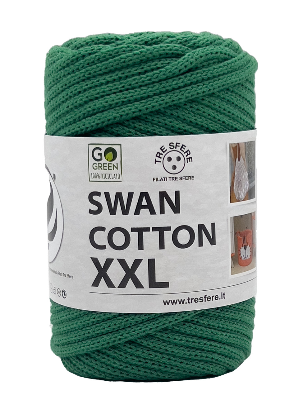 Merceria vendita FILATI PER BORSE E ACCESSORI CORDINO SWAN COTTON XXL 250  GRAMMI VERDE BANDIERA