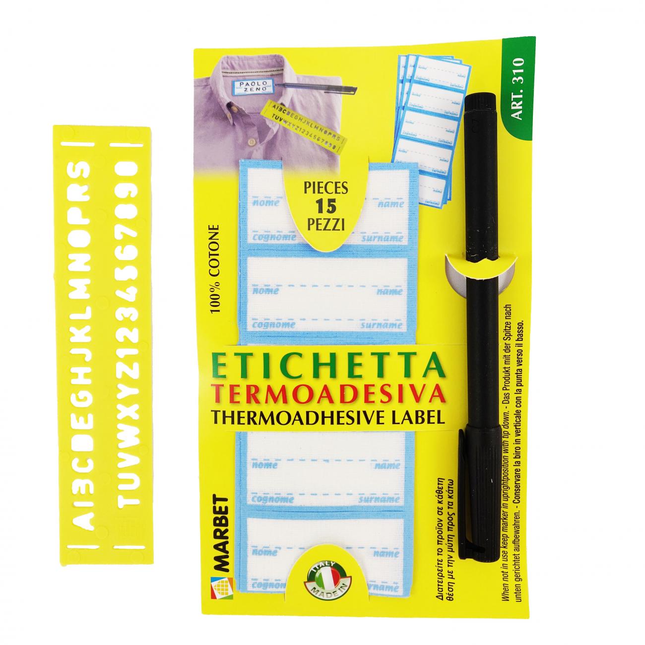 Set etichette personalizzabili Marcabiancheria termoadesive 310 Marbet