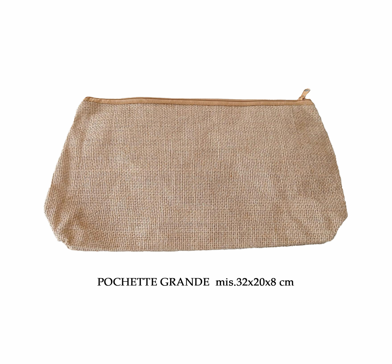 Pochette in juta con zip - Grande -