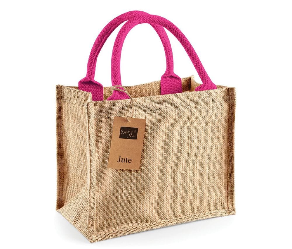 BORSA IN JUTA GRANDE CON MANICI FUCSIA