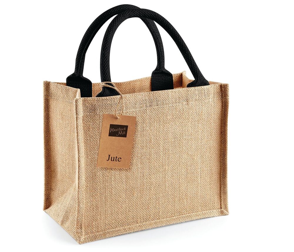 BORSA IN JUTA MEDIA CON MANICI NERI