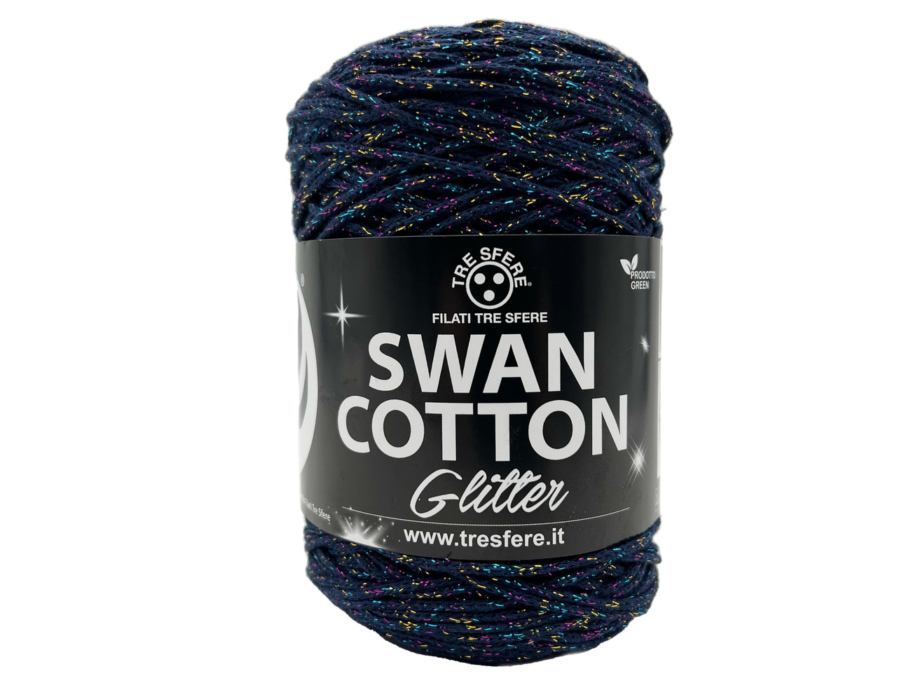 CORDINO SWAN COTTON GLITTER  250 grammi - BLU-MULTICOLOR
