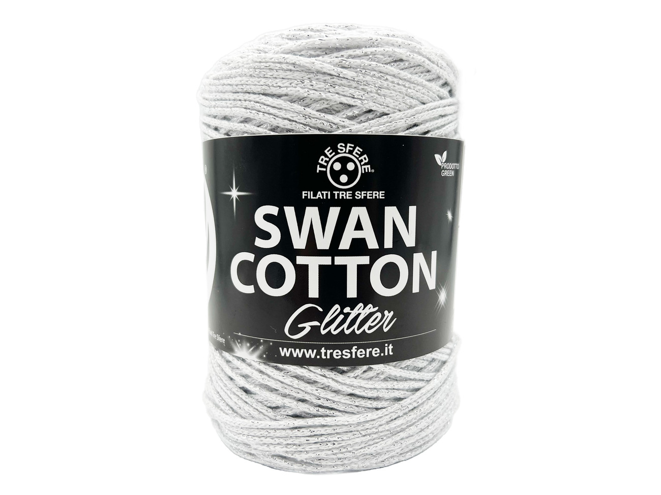 CORDINO SWAN COTTON GLITTER  250 grammi - BIANCO-ARGENTO