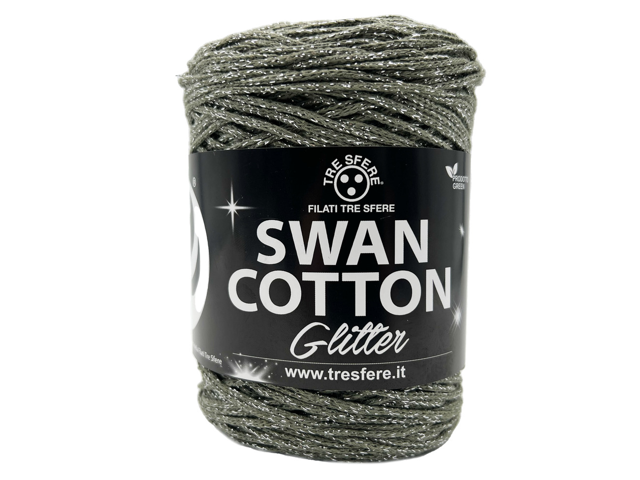 CORDINO SWAN COTTON GLITTER  250 grammi - KAKI-ARGENTO