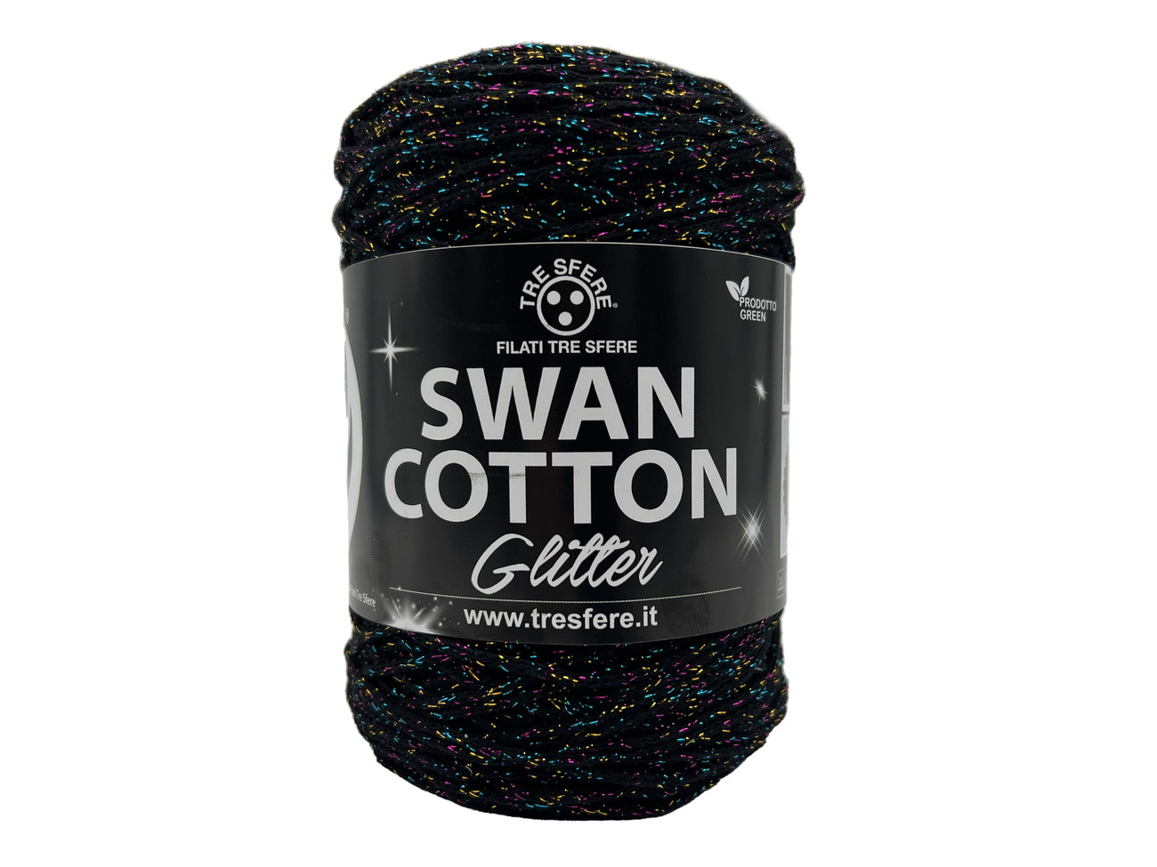 CORDINO SWAN COTTON GLITTER  250 grammi - NERO-MULTICOLOR