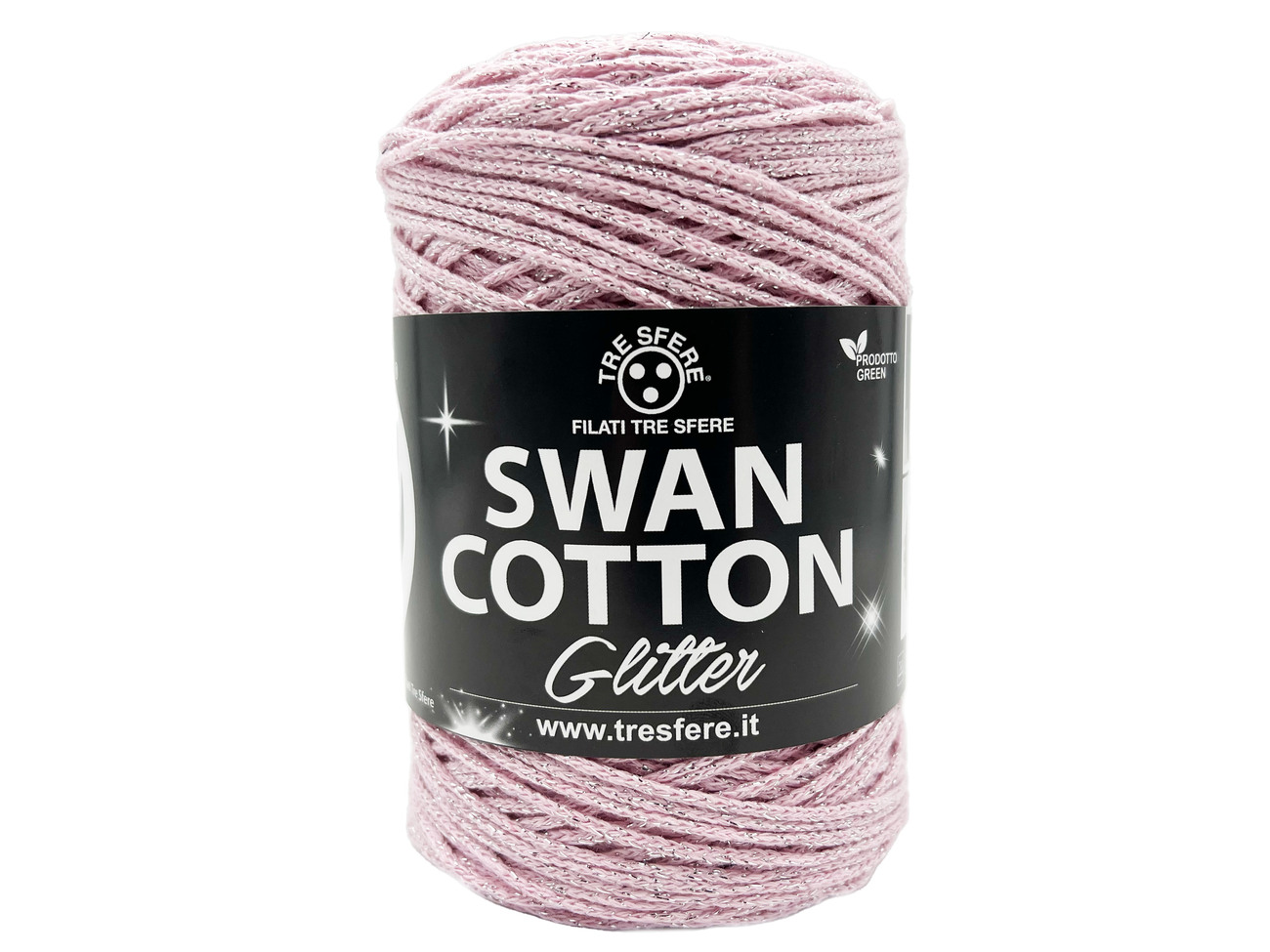 CORDINO SWAN COTTON GLITTER  250 grammi - ROSA-ARGENTO